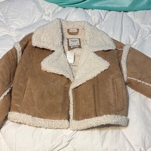 Tan and Cream Shearling Jacket